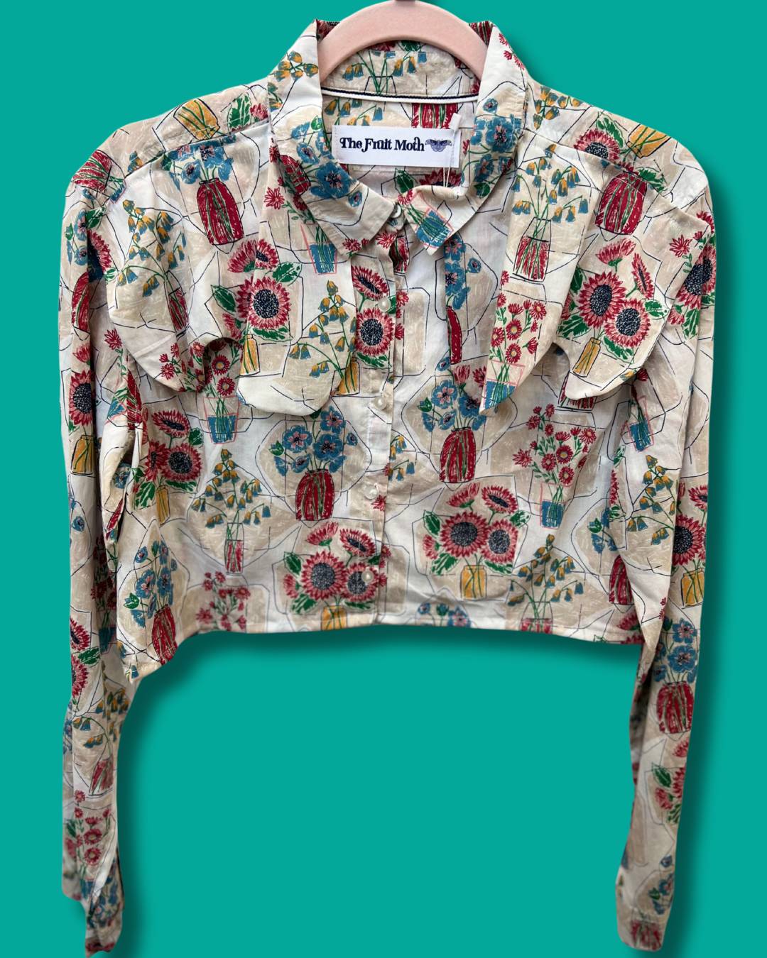 Flower Pot Reworked Cotton Blouse - M